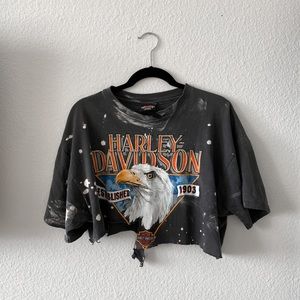 Harley Davidson cropped shirt. Size XL. Bleached. Distressed. Orlando, FL.
